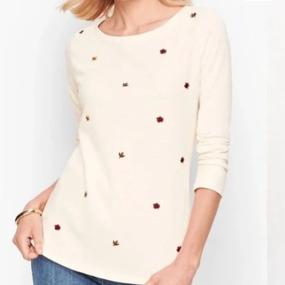 Talbots Fall Leaves Cotton Long Sleeve Size S